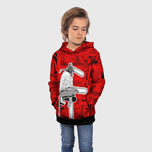 Детская толстовка Человек- бензопила : Кадры манги / 3D-Черный – фото 3