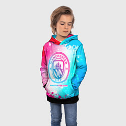 Толстовка-худи детская Manchester City neon gradient style, цвет: 3D-черный — фото 2