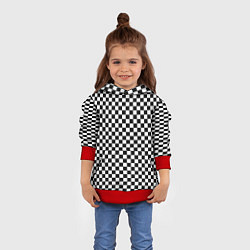 Толстовка-худи детская Шахматное пано, цвет: 3D-красный — фото 2