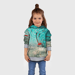 Толстовка-худи детская Абстрактные песок и небо с красками, цвет: 3D-меланж — фото 2