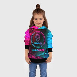 Толстовка-худи детская Saab - neon gradient, цвет: 3D-черный — фото 2