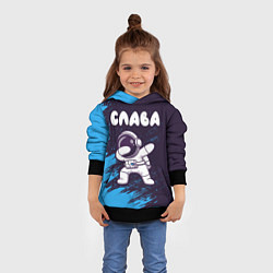 Толстовка-худи детская Слава даб космонавт, цвет: 3D-черный — фото 2