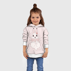 Толстовка-худи детская Милый кролик на розовом, цвет: 3D-белый — фото 2