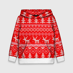 Детская толстовка Рождественский красный свитер с оленями