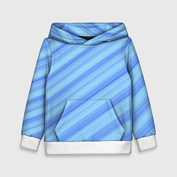 Толстовка-худи детская Сине-голубые полосы абстракция, цвет: 3D-белый