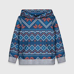 Толстовка-худи детская Зимний вязанный стиль, цвет: 3D-меланж