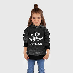 Толстовка-худи детская Hitman с потертостями на темном фоне, цвет: 3D-черный — фото 2