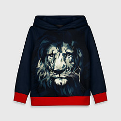 Толстовка-худи детская Голова царя-зверей льва, цвет: 3D-красный