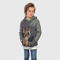 Толстовка-худи детская Голова немецкой овчарки, цвет: 3D-белый — фото 2