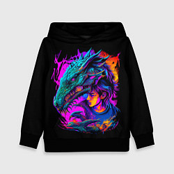 Толстовка-худи детская Дракон и девушка - поп арт, цвет: 3D-черный