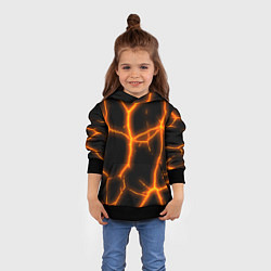 Толстовка-худи детская Оранжевые неоновые трещины, цвет: 3D-черный — фото 2