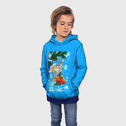 Толстовка-худи детская Новогодний подарок для зайки, цвет: 3D-синий — фото 2