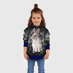 Толстовка-худи детская Кролик и пушистые снежинки, цвет: 3D-синий — фото 2