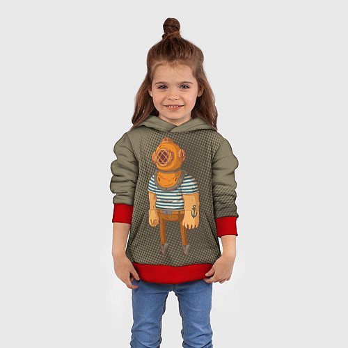 Детская толстовка Моряк-водолаз / 3D-Красный – фото 4