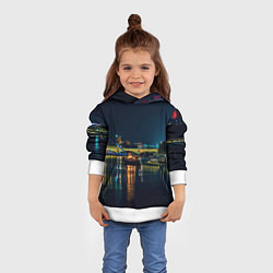 Толстовка-худи детская Неоновый ночной город, цвет: 3D-белый — фото 2