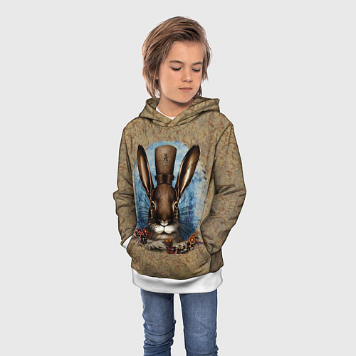 Детская толстовка Ретро кролик / 3D-Белый – фото 3