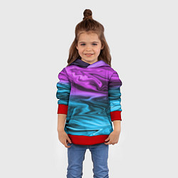 Толстовка-худи детская Синий с фиолетовым размытый абстрактный узор, цвет: 3D-красный — фото 2