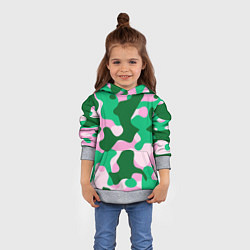 Толстовка-худи детская Абстрактные зелёно-розовые пятна, цвет: 3D-меланж — фото 2