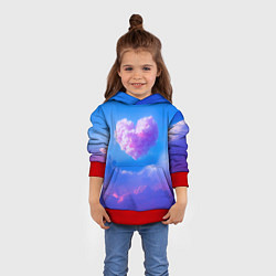 Толстовка-худи детская Облако в форме сердца, цвет: 3D-красный — фото 2