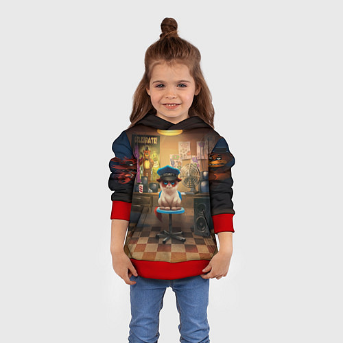 Детская толстовка Сердитый кот / 3D-Красный – фото 4