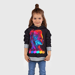 Толстовка-худи детская Нейросеть - девушка киборг в неоновом свечении, цвет: 3D-меланж — фото 2