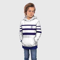 Толстовка-худи детская FIRM белая с синими полосами, цвет: 3D-синий — фото 2