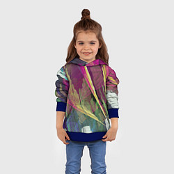 Толстовка-худи детская Неоновые волнообразные линии, цвет: 3D-синий — фото 2