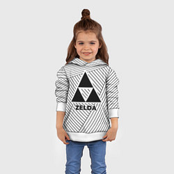 Толстовка-худи детская Символ Zelda на светлом фоне с полосами, цвет: 3D-белый — фото 2