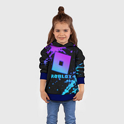 Толстовка-худи детская Roblox logo neon gradient, цвет: 3D-синий — фото 2