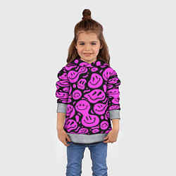 Толстовка-худи детская Кислотный розовый в смайликах, цвет: 3D-меланж — фото 2