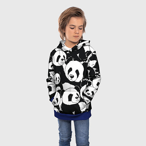 Детская толстовка С пандами паттерн / 3D-Синий – фото 3