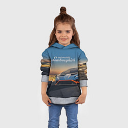 Толстовка-худи детская Lamborghini Huracan STO - car racing, цвет: 3D-меланж — фото 2
