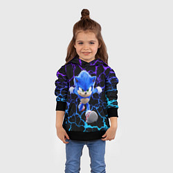 Толстовка-худи детская Sonic неоновый мрамор, цвет: 3D-черный — фото 2