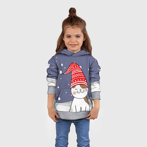 Детская толстовка Котик в шапке / 3D-Меланж – фото 4