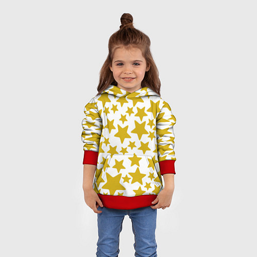Детская толстовка Жёлтые звезды / 3D-Красный – фото 4