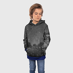 Толстовка-худи детская Абстрактная тьма и следы белой краски, цвет: 3D-синий — фото 2