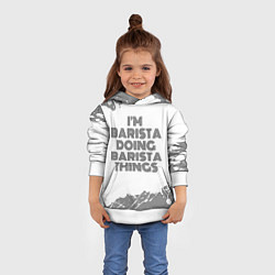 Толстовка-худи детская Im barista doing barista things vintage, цвет: 3D-белый — фото 2