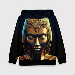 Толстовка-худи детская Нейросеть - золотая статуя египетской царицы, цвет: 3D-черный
