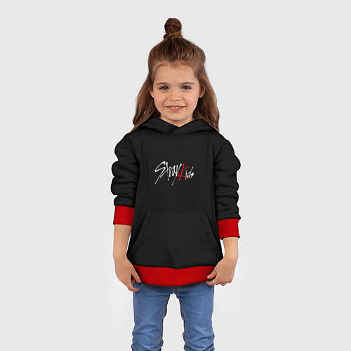 Детская толстовка Stray Kids white logo / 3D-Красный – фото 4