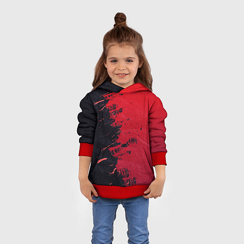 Детская толстовка Черное и красное / 3D-Красный – фото 4