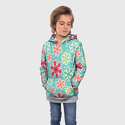 Толстовка-худи детская Весёлые снежинки, цвет: 3D-меланж — фото 2