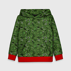 Толстовка-худи детская Милитари иероглифы, цвет: 3D-красный