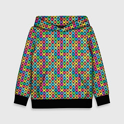 Толстовка-худи детская Яркие вязаные крестики, цвет: 3D-черный