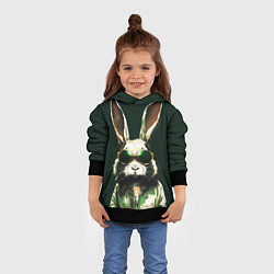 Толстовка-худи детская Заяц и очки, цвет: 3D-черный — фото 2