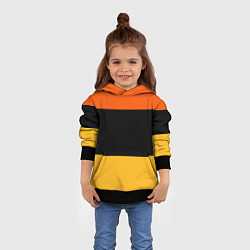 Толстовка-худи детская Полосатый оранжевый с черной и белой полосой, цвет: 3D-черный — фото 2
