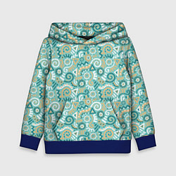 Толстовка-худи детская Узор этнический гранж, цвет: 3D-синий