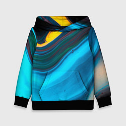 Толстовка-худи детская Светло-синий и переливающийся песок, цвет: 3D-черный