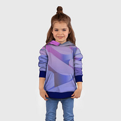Толстовка-худи детская Абстрактные фиолетовые прямоугольники со скругленн, цвет: 3D-синий — фото 2