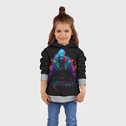 Толстовка-худи детская Witcher in neon style, цвет: 3D-меланж — фото 2