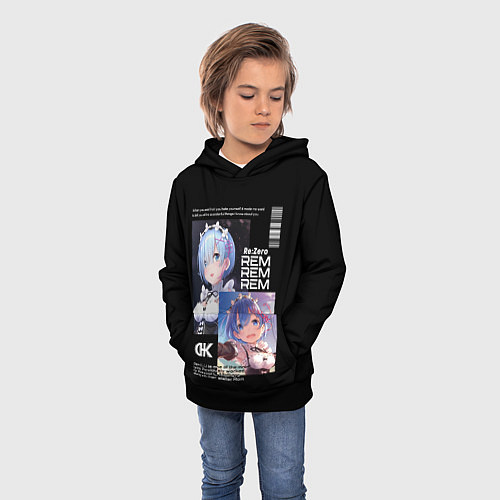Детская толстовка Re: Zero жизнь с нуля в другом мире / 3D-Черный – фото 3